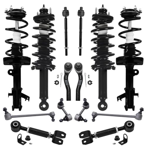 Image of Detroit Axle - FWD 14pc Front End Suspension Kit for 2012 2013 2014 Honda CR-V, Tie Rods Front and Rear Struts w /Coil Spring Sway Bars Rear Upper Control Arms Replacement Ready Struts Shocks Assembly