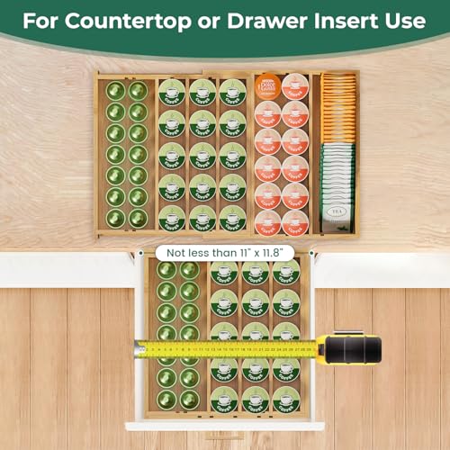 image for EsLuker.ly Bamboo Coffee Pod K Cup Holder Organizer for Drawer Insert 