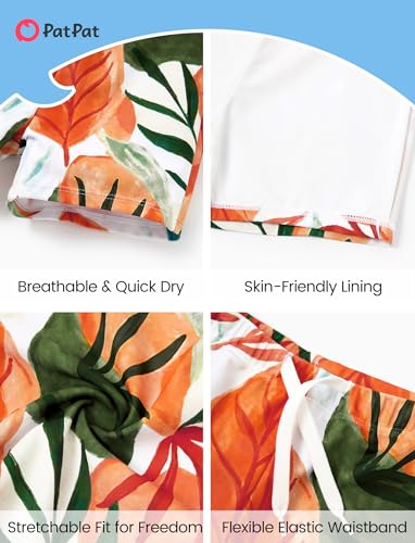 Image of PATPAT Family Matching Swimsuits Swimwear: Mommy and Me Striped Spliced One-Piece Matching Swimsuits Set