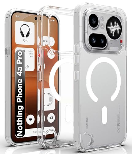 Image of RIGGEAR Shockproof Clear Hybrid Armor Magnetic Back Cover Case Compatible with MagSafe Accessories for Nothing Phone 4a Pro 5G (Transparent PC and TPU Bumper)