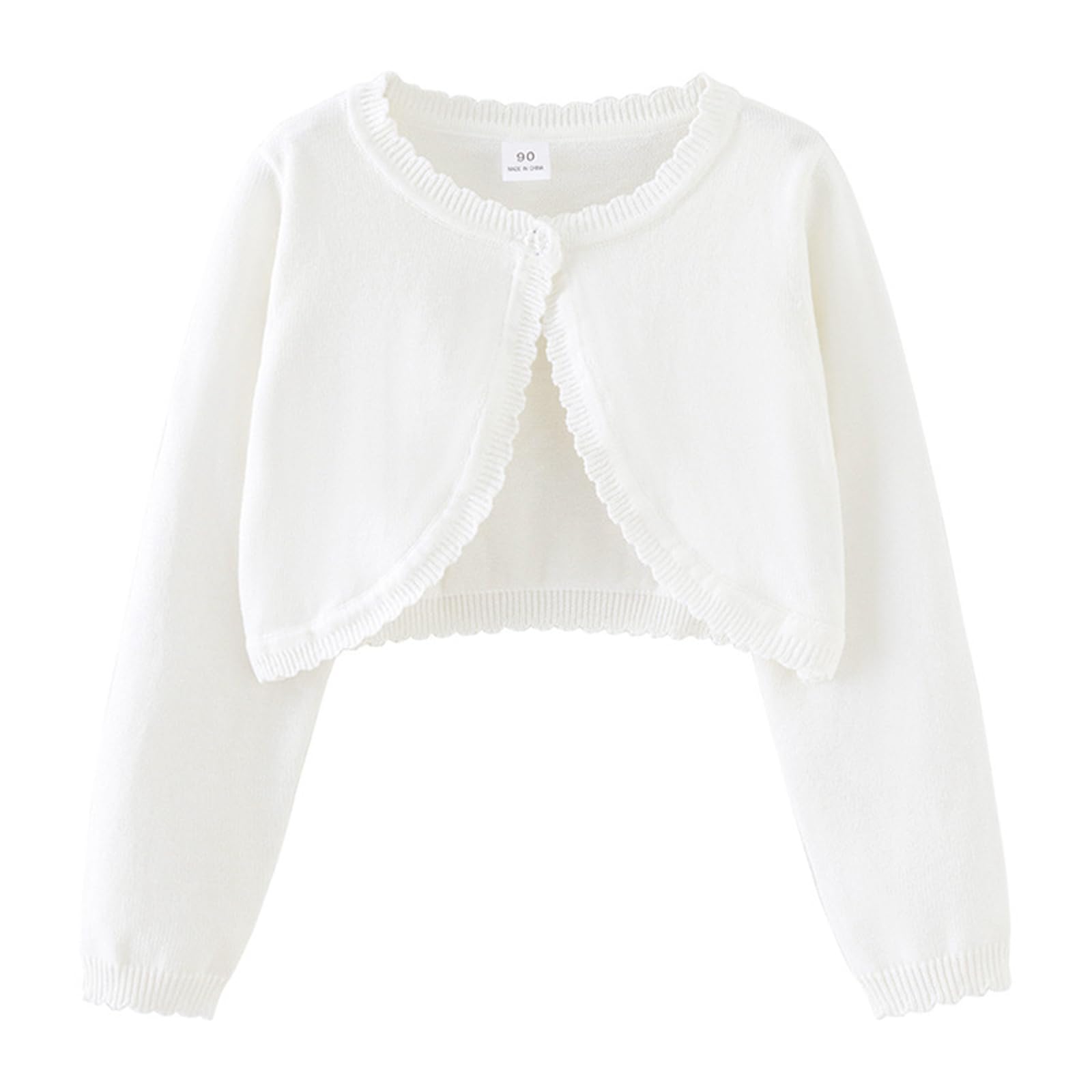 Mädchen Strickjacke Langarm Shrug Baumwolle EIN-Knopf Bolero Kinder Sweatshirt Hochzeit Kommunionkleid Taufekleid Mantel Strickwaren für 1-14 Jahre