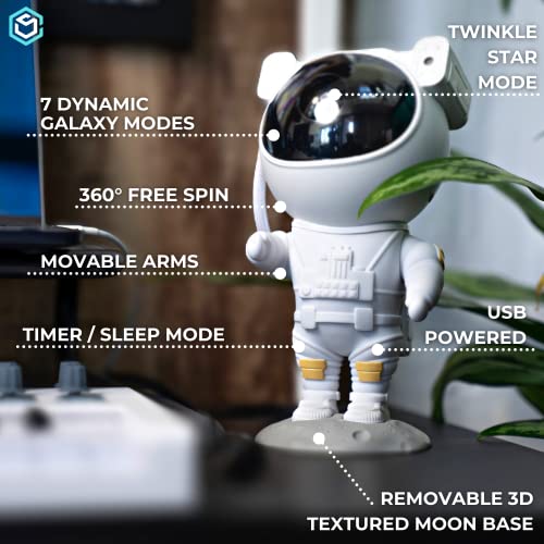Cosmosphere Astronaut Star Projector Night Light For Kids & Adults - Remote Control Galaxy Projector W/ 360° Rotating Head, 7 Dynamic Galaxy & Star Modes, Timer & Sleep Mode Night Lights For Kids Room #TOP2