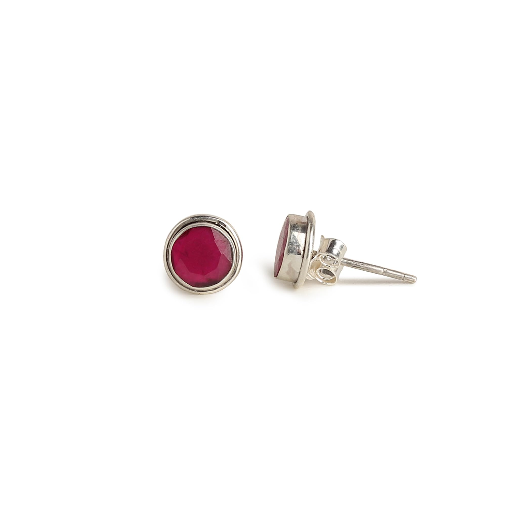 Silver Tree Sterling Silver 925 Stud Earrings with Ruby Stone – Stylish, Unisex, and Perfect for Everyday Wear (ST1445)-image-5