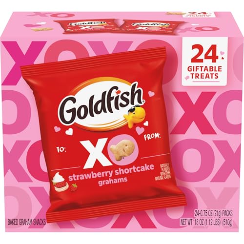 Goldfish Strawberry Shortcake Flavored Baked Graham Snacks, 0.75 Oz Treat Bags, 24 Pack