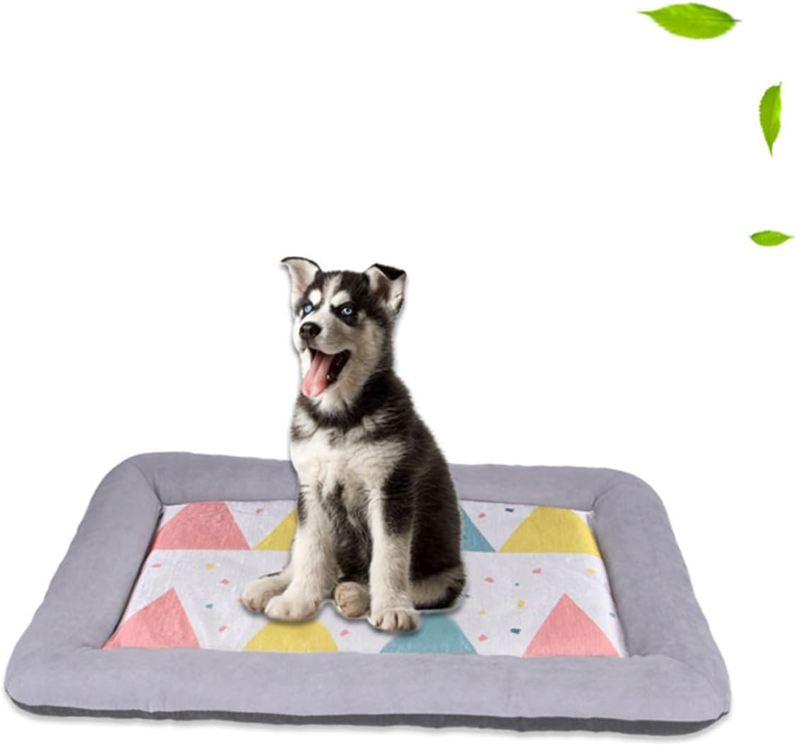 Pet Bed Thickened Ice Silk Cooling Pad with Anti-Slip Bottom Breathable Summer Nest for Dogs and Cats Soft Cushioning Mat and Grey