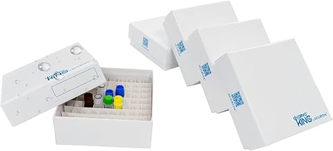 Lab Freezer Box with Plastic Coating, 2 Inch Height Cryobox, 81-Well Microtube Cryo Boxes for Lab Freezer, White, Pack of 5