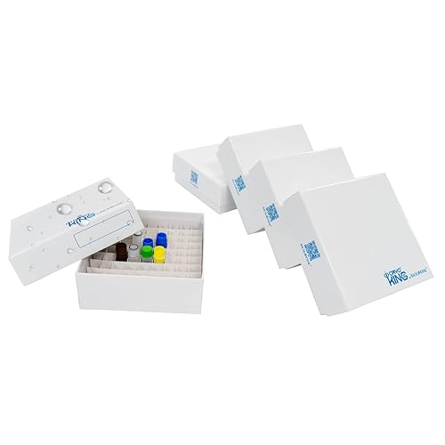 CryoKing Caja de almacenamiento criogénica de cartón para congelador, resistente al agua, caja criovial de 2 pulgadas para microtubos, paquete de 5