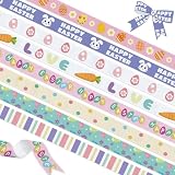 YKW Easter Ribbon 8 Pack (3/8 Inch x 3 Yards Each) - Easter Bunny & Egg Grosgrain Ribbons, for Gift Wrapping, Baskets & Crafts Decoration