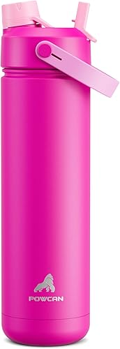 Miniatura 38 de POWCAN - Botella de agua térmica 2 en 1, sorbete y tapa con boquilla, antifugas, acero inoxidable sin BPA, apta portavasos automóvil, bebida fría 24