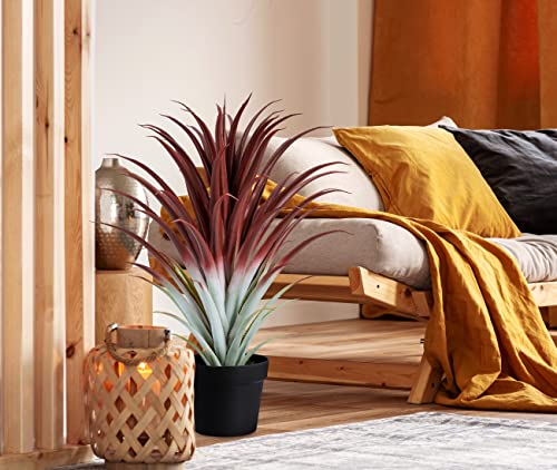 Sunprairie Hyper Realistic Big Red Artificial Aloe Vera Plant 26 Inches Tall. Large Faux Agave In Matte Black Pot. #TOP2