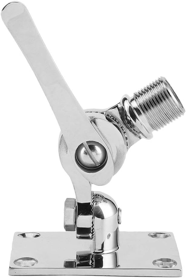 Stainless Steel Adjustable Base Mount, Stainless Steel VHF Antenna Ratchet Mount, VHF Antenna Ratchet Base for Marine Boat 1 to 14in Thread