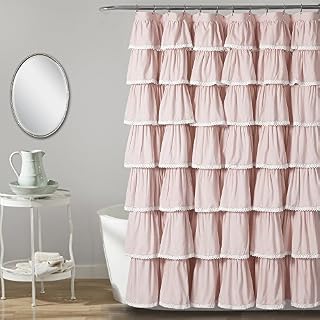 Lush Decor X 1 Lace Ruffle Shower Curtain, 72" x 72", Blush, 72 in x 72