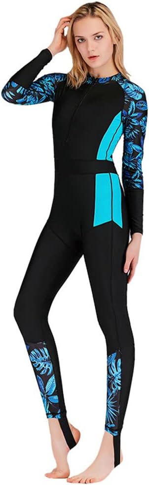 Women's One Piece Swimsuit Long Sleeve Full Body Swimwar Rash Guard with Sun Protection