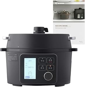 アイリスオーヤマ 電気圧力鍋 圧力鍋 2.2L 1~2人用 低温調理可能 卓上鍋 予約機能付き 自動メニュー69種類 ガラス蓋付き レシピブック付き ブラック PMPC-MA2-B