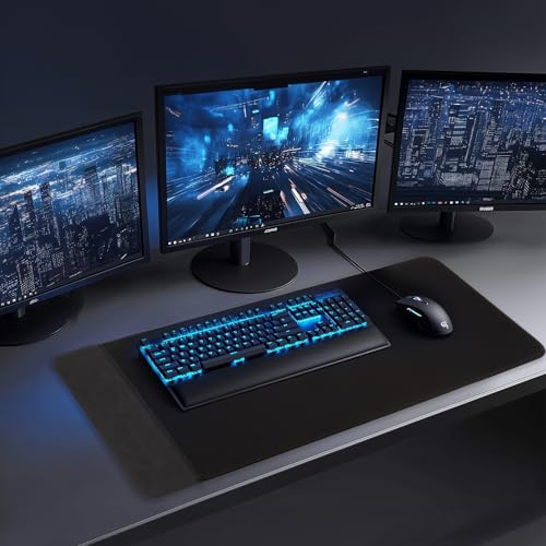Image of 15W Large Gaming Mouse Pad with Superior Micro-Weave Cloth, Extended Desk Mousepad with Stitched Edges, Non-Slip Base, Water Resist Keyboard Pad for Gamer, Office & Home, 30 x 12 in, Black