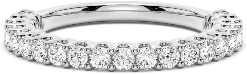 MSBLUE® 2mm Wedding Eternity Band Ring, Round Cut, 14K Gold Vermeil, Rhodium Finish, Valentines Day Gifts for Her