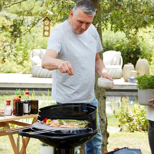 Barbecook Loewy 45 Barbecue A Carbone Con Protezione Antivento, Barbecue Rotondo Con Quickstart E Quickstop, Regolabile In 3 Posizioni, Nero, Griglia Di Ø 43 Cm - 9