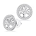Micory árbol de la Vida Pendientes para Mujer Plata de ley 925 con Caja de Regalo Circonita 3A, Diámetro 10mm