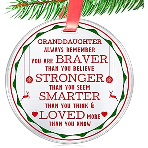 Elegant Chef Christmas Ornament for Granddaughter- Always Remember You are Braver Stronger Smarter- Motivational Inspirational Gift from Grandma Grandpa- Granddaughter Gifts from Grandparents Cover