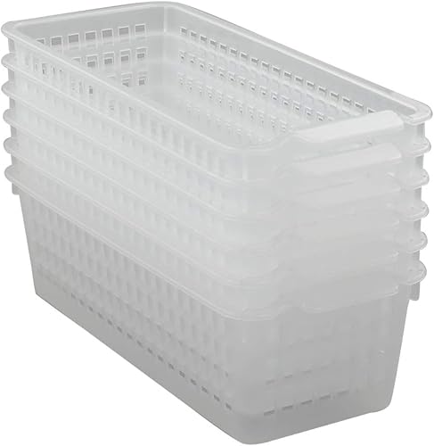 Cestas pequeñas de plástico transparente para guardar lápices, paquete de 6