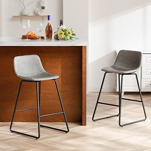 Image of Counter Height Bar Stools Set of 2, Counter Stools 26 Inch with Back