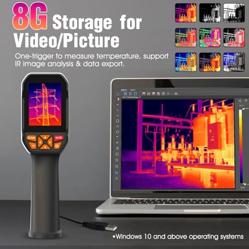 Image of BTMETER Thermal Camera - Infrared Temperature Imager 200,000 Pixels with 256 x 192 IR Resolution 25Hz, 8G Image Storage Measure Temp -4F~1022F, 56 FOV Thermal Imaging Camera Gun for HVAC