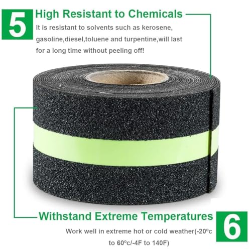 Image of Anti-Slip Safety Grip Tape, Non-Slip Grip Adhesive Tape to Indoor or Outdoor Stair, Green Glowing in The Dark Non Skid Stage Safety Tape, Easy Apply & Remove (50MM x 5 Meter)(Pack of 1)