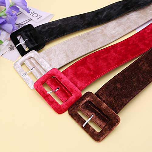 Female Dress Belts Decorate, Fabric Wide Waistband Velvet Belt (Black)3