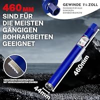 DaduoRi 44 mm Kernbohrer – 410 mm Schnitttiefe, 1‑1/4 Zoll – Nassbohren Diamantbohrkrone für Stahlbeton, Mauerwerk, Naturstein, Ziegel (460 mm Gesamtlänge) – Ansicht 2
