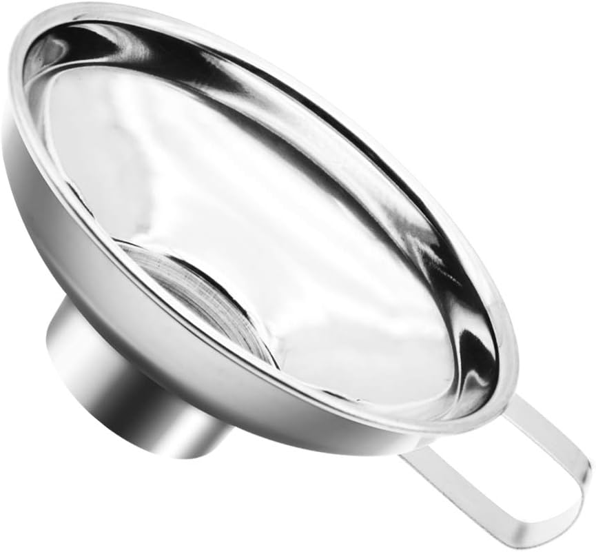 Stainless Steel Canning Funnel, Kitchen Funnels for Mason Jar with Handle for Transferring of Spices Liquid Powder Bean Jam Canning Dishwasher Safe Funnel,4-Inch Kitchen Funnels by HOXHA
