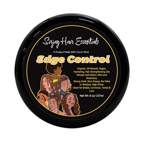 Sirjay Hair Essentials Edge Control - Organic, All Natural, Vegan, Hydrating, Hair Strengthening Gel 8Oz. Infused With Biotin thumb #2