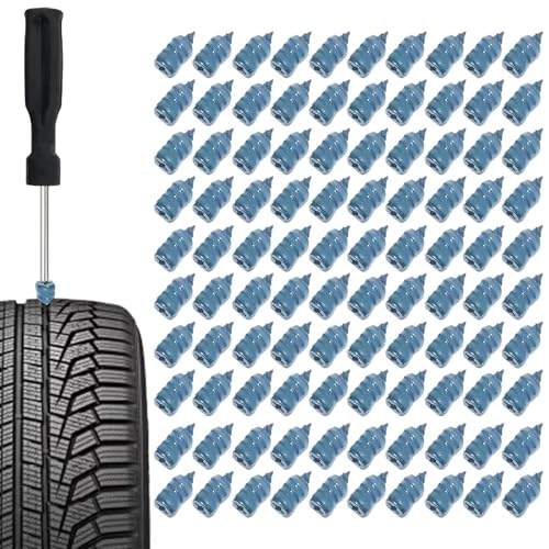 Däckreparationspluggar Skruvtyp,100-Delars Självservice Kit För Tunga Förhållanden | Däckfix Med Gummispik För Bilar Vid Däckläckage | Underhåll Vid Punktering Fordon