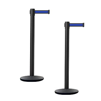 CCW 2-Pack Retractable Belt Barrier Stanchions, 7.5 Ft, IRBB-100