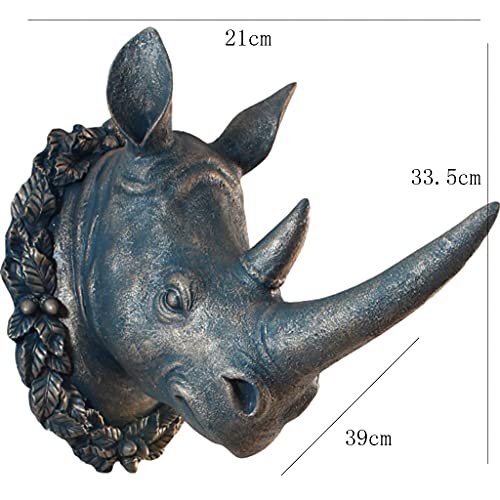 ZHJBD Decoração de casa/decoração de parede cabeça de rinoceronte pingente de resina cabeça de anima