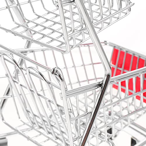 Luozzy Miniature Shopping Cart Model Mini Supermarket Handcart Toy Iron Trolley Storage Basket Decor - Red #TOP5