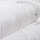  WFSM Juego De Toallas Blancas De Algodón Bordadas Toalla De Baño Toalla Toalla De Baño 600Gsm Toalla Absorbente Antibacterial Blanco Antibacterial Blanco De Tres Piezas