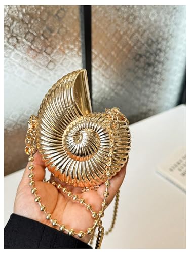 Milumia Women's Seashell Shaped Mini Purse Metallic Shoulder Handbags Party Crossbody Bags2