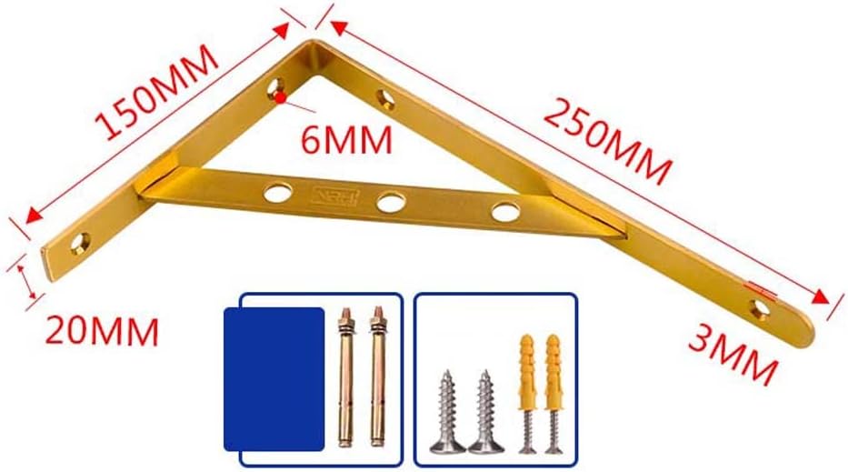 2PCS Stainless Steel Multifunctional Shelf Bracket Detachable Decorative Corner Brace Wall Mounted Shelf Supporter with Screws