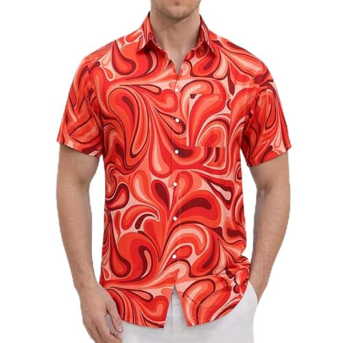 Mens Hawaiian Shirts Tops Short Sleeve Floral Button Down Beach