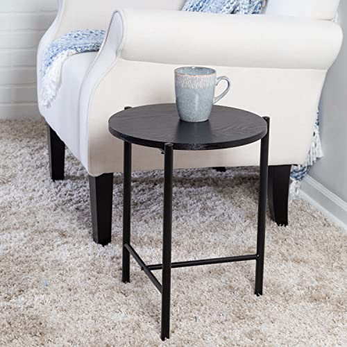 Honey-Can-Do Round Side Table With T-Pattern Base, Black Tbl-09250 Black #TOP10