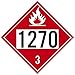 NMC DL140BUV50 Safety Sign Placard, Petroleum Oil, 1270 3, 10.75X10.75, PVC, Flexible PVC.015 Unrippable Vinyl, Pack 50