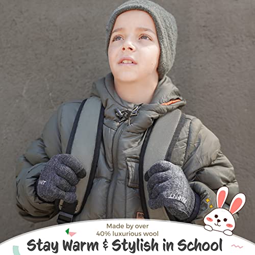 Image of Rahhint Kids Winter Gloves for Boys Girls Children Toddler Thermal Wool Knit Gloves with Insulated Fleece Lining Keep Hand Warm Gift