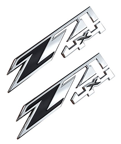 Aimoll 2pcs Z71 4x4 Emblems Replacement for GMC Chevy Silverado Sierra Tahoe Suburban New 1500 2500 3500 Decal (Chrome Black1)