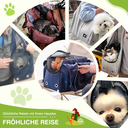ALLSOPETS Hundetasche für Kleine Hunde, Leichte Atmungsaktive Haustiertasche, Bequeme Katzentragetasche mit Leinenhaken für Reisen, Outdoor und Camping (Karamellbraun)