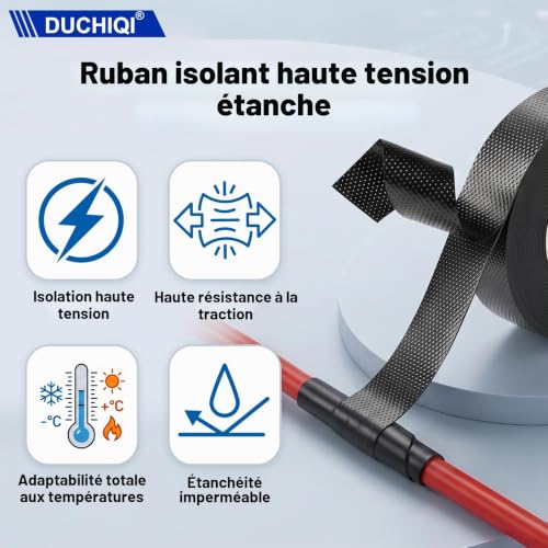 DUCHIQI 1xRuban Isolant Auto-Fusionnant,Ruban Adhésif Isolant,5mx21mmx0,8mm – vue 2