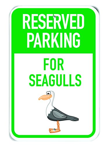 Panneau Reserved Parking for Seagulls en aluminium 30x45 cm