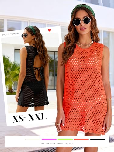 Image of ATOG Swimsuit Coverup for Women Beach Bathing Suit Cover Ups Crochet Swimwear Summer Knit Swim Outfits