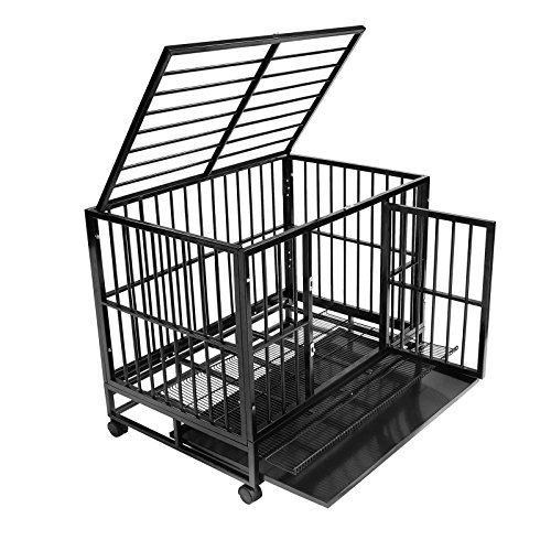 Smithbuilt 36" Medium Heavy-Duty Dog Crate Cage - Two-Door Indoor Outdoor Pet & Animal Kennel With Tray - Black #TOP1