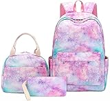 Regenbogen-Rucksack-Set 3-in-1 Schulranzen-Set Teenager Rucksack Bunte Farbverlauf Tasche Bling Casual Daypack Regenbogen Glitzer Rucksack für Mädchen und Frauen, Typ B