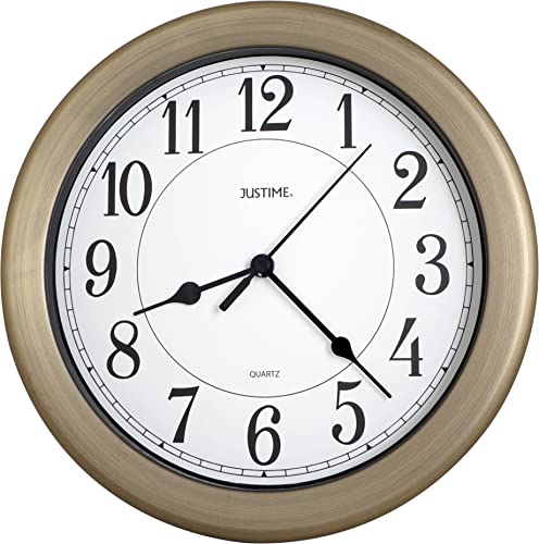 JUSTIME 防水時計 22cm 風呂時計 バスクロック 掛け時計 小さい時計 小さなスペース お風呂用 洗面所 オフィス ボート RV車 つや消しメタル かけ時計